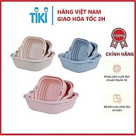 Combo Thau Rỗ 6 Món Đựng Rau Củ Quả Đa Năng Nhiều Cỡ Chất Liệu Nhựa PP Nguyên Sinh An Toàn - Hàng chính hãng