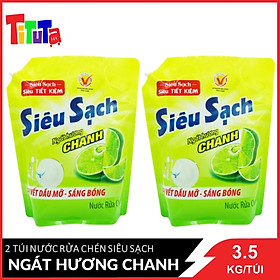 Combo 2 Nước Rửa Chén Siêu Sạch Ngát Hương Chanh 3.5Kg/túix2