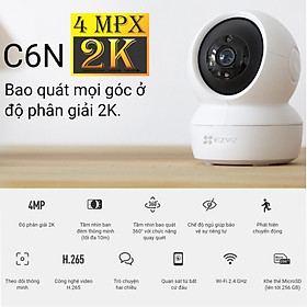 Camera WI-FI EZVIZ C6N 4MP Trong Nhà, Quay Quét 360 Độ, Quan Sát Ban Đêm 10m Bằng Hồng Ngoại IR, Đàm Thoại 2 Chiều, Theo Dõi Chuyển Động Thông Minh --Hàng Chính H