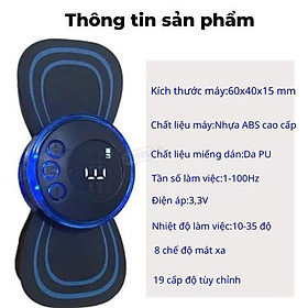 Máy massage MIni kèm miếng dán máy xa cổ vai gáy, 8 chế độ-19 chế độ tiện dụng
