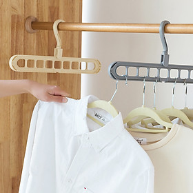 Móc treo đồ, móc treo quần áo 9 lỗ tiện dụng, đa năng giúp tiết kiệm tối đa diện tích tủ, dây phơi ( GIAO MÀU NGẪU NHIÊN)