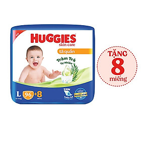 Tã bỉm quần HUGGIES SKINCARE MEGA JUMBO size L 96+8 miếng