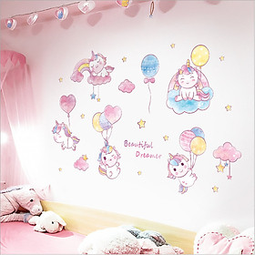 Decal dán tường cho bé gái dễ thương màu hồng Beautiful Dreamer (80 x 123 cm)