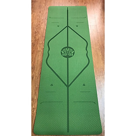 Thảm tập Yoga TPE 8mm có Định tuyến, chống trơn tốt  Màu xanh lá (Tặng túi đựng thảm, dây buộc)