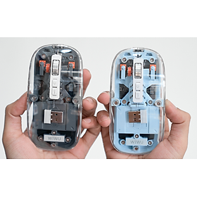 Chuột Không Dây bluetooth 5.1 hiệu WiWU Crystal WM105 - Sạc USB C, Chuột không dây cho MacBook/Laptop, cho iPhone, cho iPad, Nhẹ, Kết Nối 2.4G,, Không Độ Trễ, silend mode (im lặng), thiết kế trong suốt lợ cơ - Hàng nhập khẩu