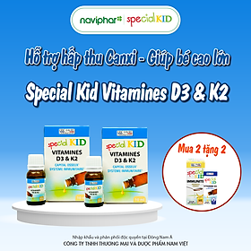 Special Kid Vitamines D3 et K2 - Hỗ trợ tăng cường hấp thu calci giảm triệu chứng còi xương, tăng chiều cao cho trẻ - 10ml