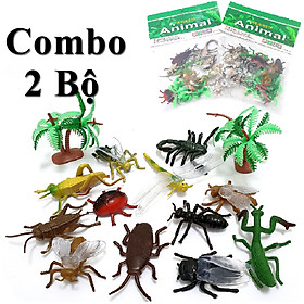 Combo 2 bộ đồ chơi 12 mô hình côn trùng Safari kèm cây trang trí 4-7 cm cho bé học tập