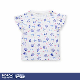 Bộ cộc tay bé gái size đại Bigfox Miss Meow mặc nhà mùa hè quần đùi vải cotton cỡ trẻ em 3-11 tuổi