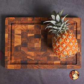 Thớt gỗ Teak Chef Studio cao cấp hình chữ nhật 20x30x2.5 cm, đa dụng, bền đẹp không mủn không mối mọt