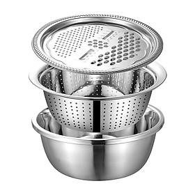 Stainless Steel Grater Basin Kit  Multifunctional Salad Bowl 26cm