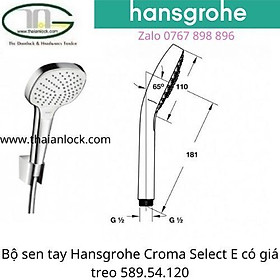 Bộ sen tay Hansgrohe Croma Select E có giá treo 589.54.120