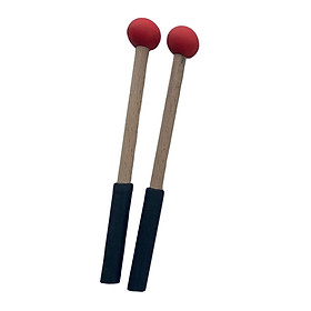 2x Silicone Drumsticks Hand Percussion Mallets for Glockenspiel Xylophone Red