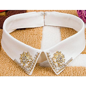 Detachable Shirt False Collar Pearl Rhinestone Fake Collar Peter Pan Collar