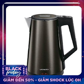 Ấm đun siêu tốc 2 lớp cách nhiệt Lock&Lock EJK631BLK (1.7L) Màu đen - Hàng chính hãng, thân bình bằng thép không gỉ, tay cầm làm bằng nhựa PP, tự động ngắt điện khi sôi