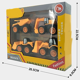 Bộ 4 xe công trình CHZ chạy đà dành cho bé yêu