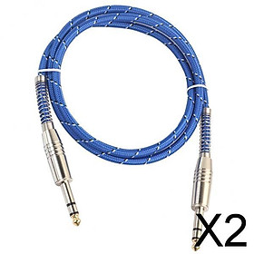 2xBass Guitar 6.35mm Stereo Male to Male Audio Cable Nylon Braided Cable 1m