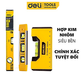 Thước Thủy Deli Cao Cấp Chính Hãng - Chất Liệu Hợp Kim Nhôm Siêu Bền, Chính Xác Tuyệt Đối, Tiện Dụng DL290230 EDL290400