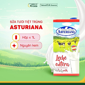 Sữa Tươi Tiệt Trùng ASTURIANA Nguyên Kem Hộp 1L - Độ Béo Cao 3.6%, Không Đường, Nhập Khẩu từ Tây Ban Nha