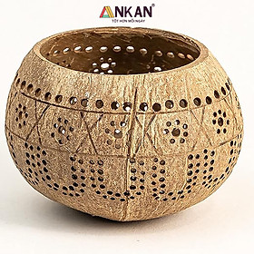 Mua Đèn Gáo Dừa Đựng Nến Tealight Hoa Cúc Handmade Decor Tự Nhiên Trang Trí Spa Cafe ANKAN