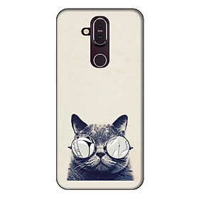 Ốp lưng dành cho điện thoại Nokia 8.1 Mèo Con Đeo Kính Mẫu 1