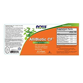 Viên Uống Now AlliBiotic CF Với Chiết Xuất Từ Tỏi, Lá Ôliu, Cây Cơm Cháy & Kinh Giới, Không Gây Buồn Ngủ (60 Viên Nang Mềm)