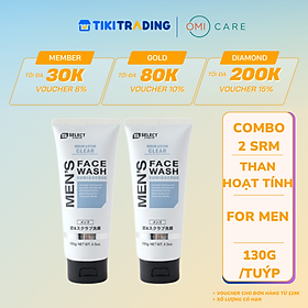 Combo 2 Sữa rửa mặt hạt chứa than hoạt tính dành cho nam s select 130g/tuýp