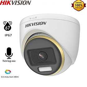Mua Camera analog bán cầu hikvision DS-2CE72DF3T-F  DS-2CE70DF3T-PF có màu ban đêm  tích hợp mic  hỗ trợ hồng ngoại 20~40m - Hàng Chính Hãng