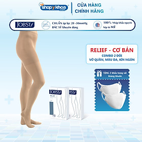 Combo 2 đôi Vớ y khoa quần JOBST Relief - Cơ bản, màu da, kín ngón, 20-30mmHg, giãn tĩnh mạch chân (tất y khoa)