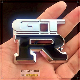 Logo gắn ô tô chữ GT-R xe thể thao Nissan chất liệu hợp kim in nổi 3D
