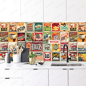 Hình ảnh Decal gạch bông trang trí dán bếp, dán tường, quầy bar - mã HV124