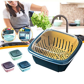 Mua Bộ rổ nhựa kèm chậu có nắp đậy-Bộ rổ chậu vuông  có nắp đậy tiện lợi