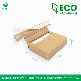 MXNK4 - 20x15x5 cm - 100 hộp carton đóng hàng xếp nhanh có keo niêm phong - Hộp gói hàng, hộp quà