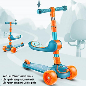 Xe trượt scooter có nhạc có đèn kiêm xe chòi chân 2 trong 1 ghế siêu xinh cho bé