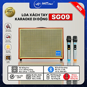 Loa Xách Tay Di Động AZPro SG09 - Loa 2 Đường Tiếng Bass25 Siêu Trầm Âm Thanh Mạnh Mẽ Vô Đối Đi Kèm 2 Micro Không Dây hàng chính hãng