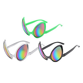 3x Funny Alien Party Glasses Fancy Dress Costume Green Frame Colorful Lens