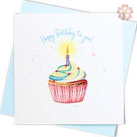 Thiệp Giấy Xoắn Nghệ Thuật - Thiệp Sinh Nhật Bánh Cupcake - Cupcake Happy Birthday Card - Happy Birthday - 15 x 15 - VN2XM115D07E1