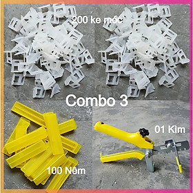 Combo 01 Kìm Và 300 Ke Lát Gạch Gồm 200 Ke Móc Với 100 Nêm Vàng Nhựa PP Zin - Lát Được 30m2