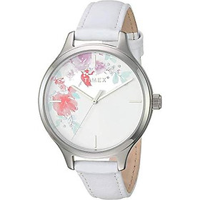 Timex Women's TW2R66600 Crystal Bloom Pink/Silver Floral Accent Leather Strap Watch