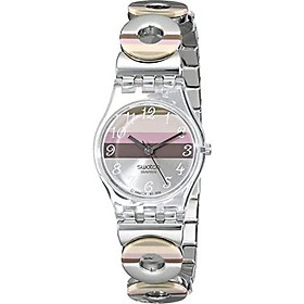 Swatch Women's LK258G Quartz Stainless Steel Silver Pink Brown Dial Measures Seconds Watch