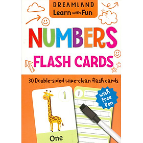 Ảnh bìa Learn with Fun - Flash Cards Numbers - 30 Double Sided Wipe Clean Flash Cards For Kids (With Free Pen) (Flash Cards Bảng Chữ Số - 30 Flash Cards Cho Trẻ Em (Kèm Theo Bút))