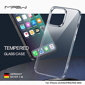 Ốp Lưng MIPOW TEMPERED GLASS TRANSPARENT Nguyên Liệu Đức (DROPTEST 1.8M, Chống Ố Vàng) dành cho iPhone 14 / iPhone 14 Plus/ iPhone 14 Pro/ iPhone 14 ProMax- Hàng chính hãng