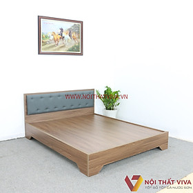 Mua Giường Ngủ Gỗ MDF Phủ Melamine Bọc Nệm Xanh Đậm Chân Cao Màu Nâu