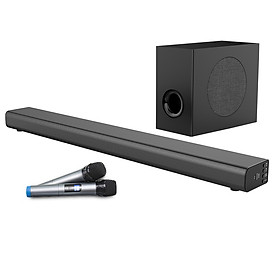 Bộ Sản Phẩm Cho Ngôi Nhà Sống Động Loa Soundbar 5.1 Bluetooth Hát Karaoke AMOI L5 + Loa Siêu Trầm S2 Tặng 02 Micro Không Dây AZONE - Đen