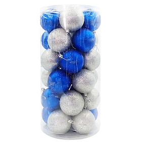 Bộ 30 Trái Châu Bóng 2 Tone Trang Trí Giáng Sinh 80 - Màu Xanh Dương-Bạc