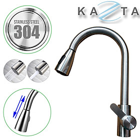 Mua Vòi rửa bát nóng lạnh KAZTA KZ-R01 đầu rút inox 304 có nút chỉnh 2 chế độ nước-kèm 2 dây cấp nóng lạnh