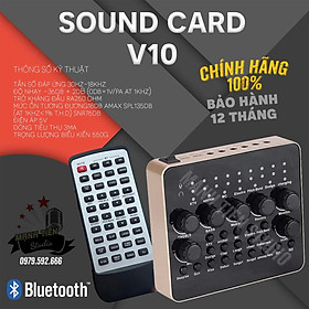 Mua Soundcard V10 plus - Có bluetooth kết nối micro livetream  hát karaoke  thu âm  sửa giọng - thỏa thích