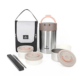 Hộp Cơm Giữ Nhiệt 3 Ngăn Inox Kalpen I1 Thể Tích 2000ml - Hàng chính hãng