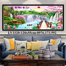 Tranh thêu chữ thập Non Nước Hữu Tình I 120x55cm I LV3320