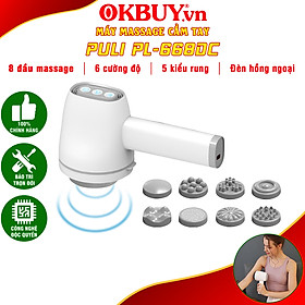 Máy massage cầm tay mini dùng pin sạc đa năng Puli PL-668DC - 8 đầu