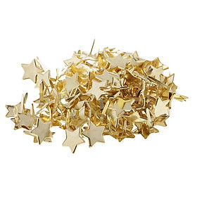 100Pcs Metal Star Head Brads Paper Fasteners for Scrapbooking Gold 14mm